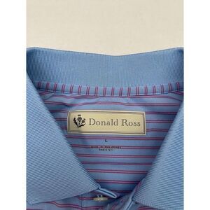 Donald Ross Golf Polo Shirt Mens Large Blue Striped Short Sleeve